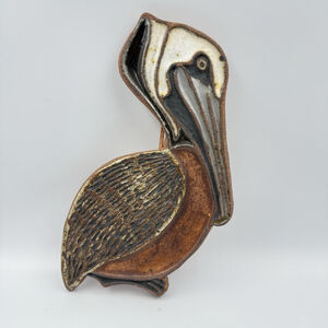 Vintage Victoria Littlejohn Pelican Nautical Wall Art Ceramic Studio Pottery